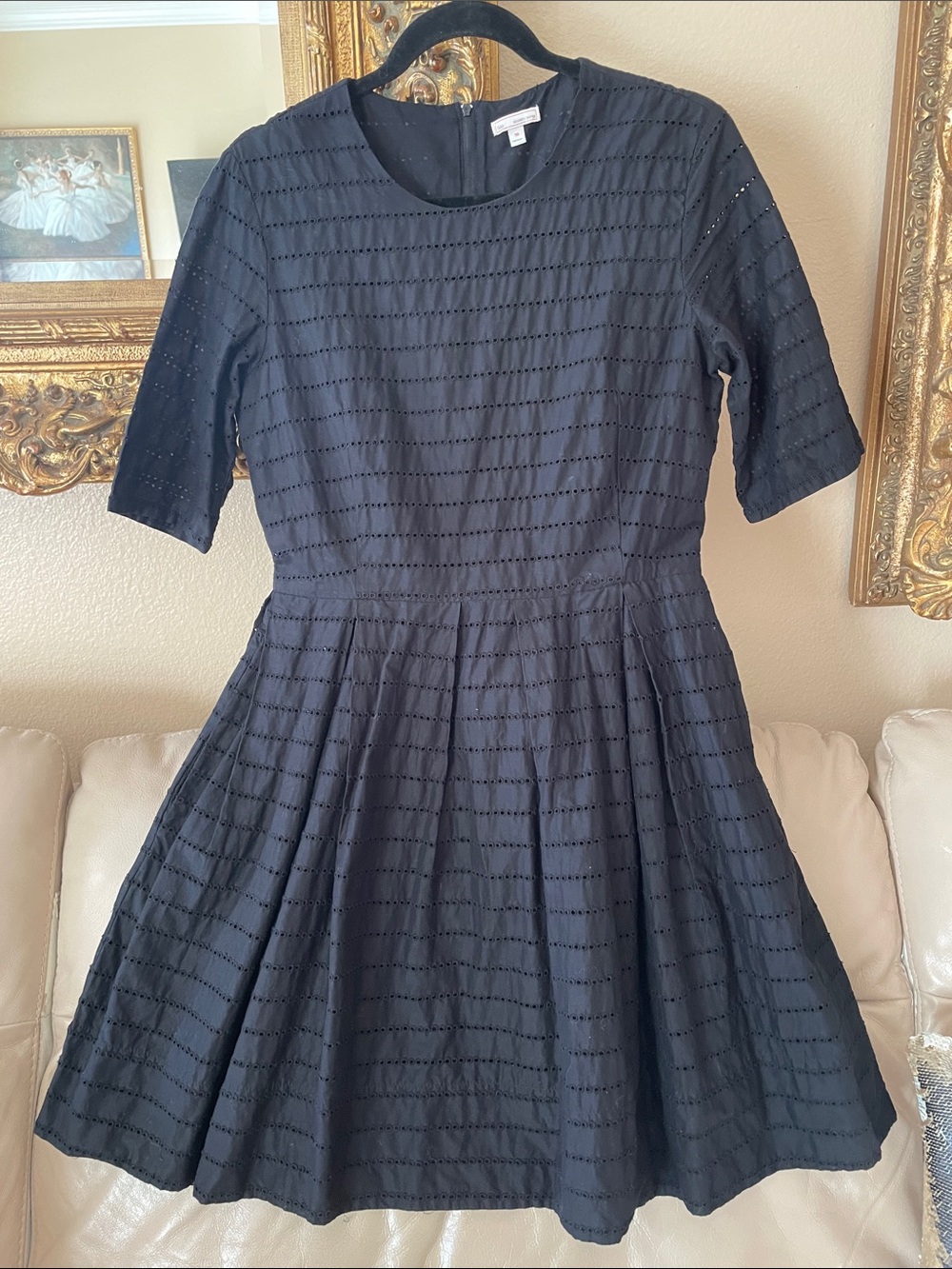 Gap Black Eyelet Fit & Flare Dress